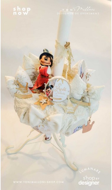 Lumanare botez Mickey Mouse Wizard creata cu o figurina special creata manual unicat 13